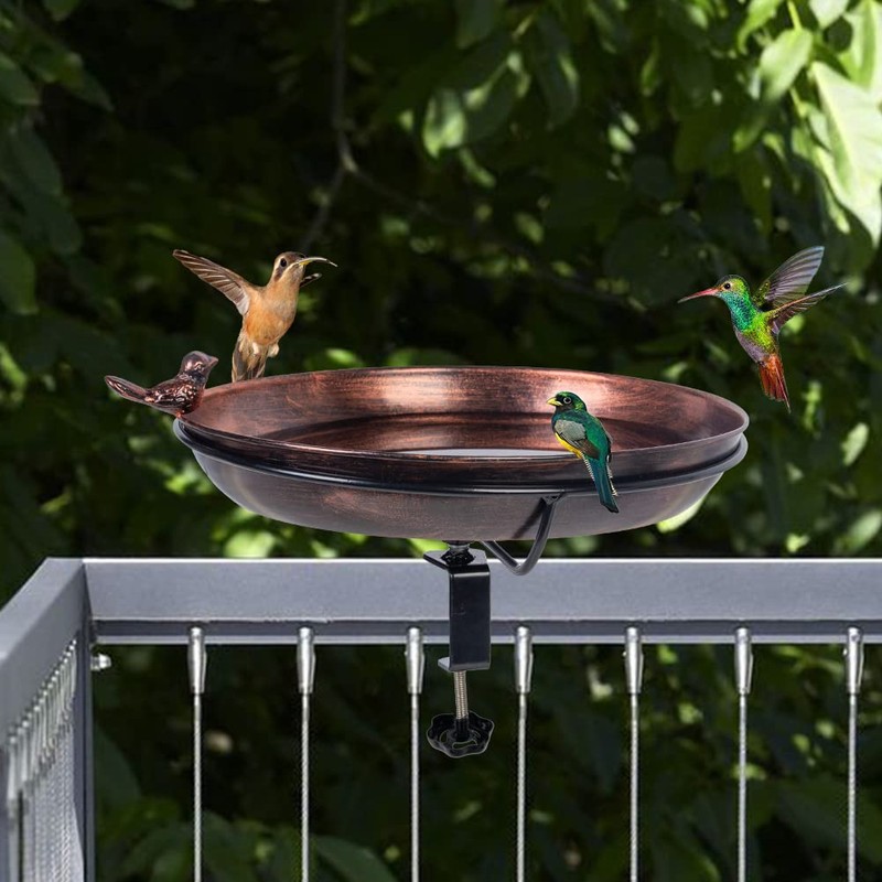 DREAMSOUL Deck Mounted Bird Bath with Adjustable Sturdy Metal Clamp,