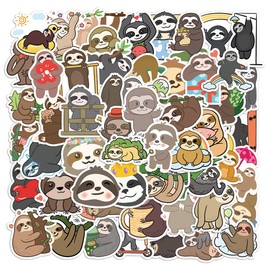 Pack of 50 Sloth Stickers Water Bottles Laptop Phone Guitar Skateboard Computer Suitcase Bicycle Sloth Vinyl Stickers Waterproof Aesthetic Stickers for Teenagers Children Adults