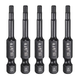 QUARKZMAN 5 Piece Hex Bit Set 3 mm (H3) Magnetic Hex Screwdriver Bit 1/4 Inch Hex Shank 2 Inch (50 mm) Length S3 Steel Screwdriver Bit Industry Standard Hexagon Electric