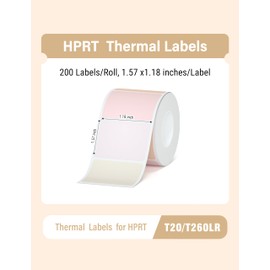 HPRT Thermal Labels for T20/T260LR, 1.57" x 1.18"(40x30 mm) Waterproof Sticker Paper, Color Thermal Tape for HPRT T260LR Label Maker, 200 Labels/Roll
