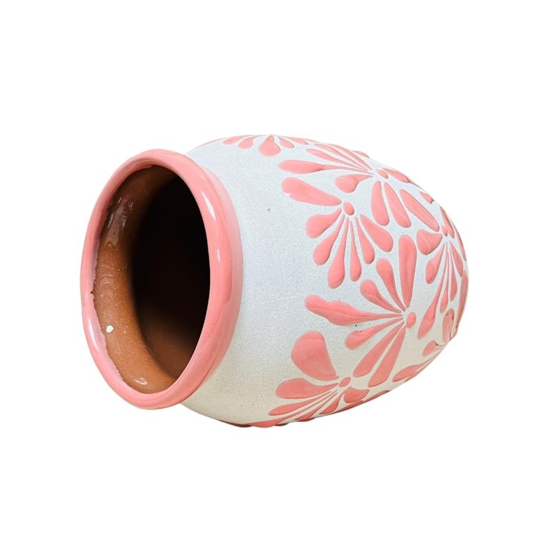 Pink Espiga Plumeado Bola Clay Vase - Florero Barro -