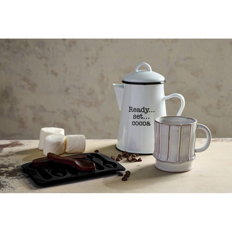 Mud Pie Enamel Cocoa Pitcher Set; pitcher 40 1/2 oz