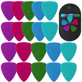 20 PCS Ukulele Felt Picks Soft Plectrums Colorful Ukulele Bass Guitar Felt Picks with Bag for Electric, Acoustic, Guitar Plectrum