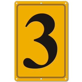 i-CowFun Premium Aluminum Number Signs 3, Metal 12" X 8" Yellow Numbered Signs Outdoor for Parking Lots, Floor, Dock, Court, Aisle, Field, High Visibility, No Fade, Weather-resistant