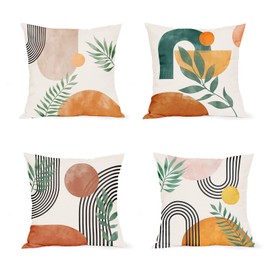 DZGlobal Boho Pillow Covers 20x20 Mid-Century Modern Throw Pillows Abstract Geometric Throw Pillow Covers Mid Modern Decorative Pillow Cases for Couch Sofa Bedroom Set of 4