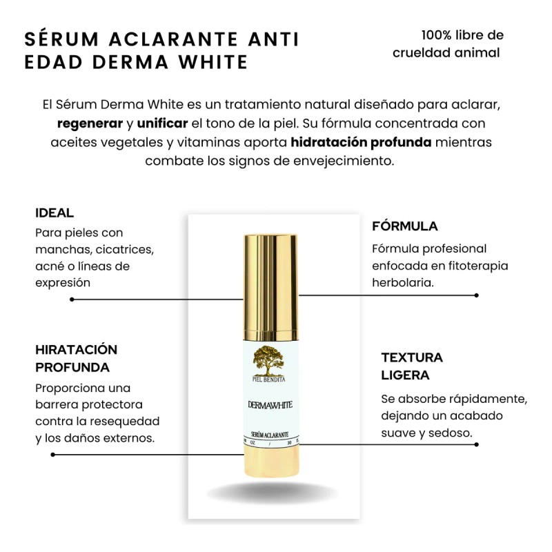 Serúm Aclarante Anti Edad Derma White Con Rodillo De Cuarzo