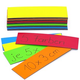 25 Coloured Magnetic Labels I 10 x 3 cm I 5 Strips per Colour I mag217