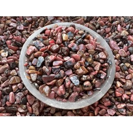 GAF TREASURES Rhodonite Chips C Natural Mini Rhodonite Stones, Crushed Undrilled Rhodonite, Semi-Tumbled Genuine Rhodonite (1/4 lb)