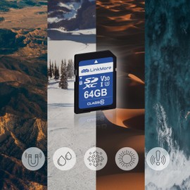 LinkMore Tarjeta SD de 64 GB compatible con cámara, PC, UHS-I, U3, V30, clase 10, velocidad de lectura de hasta 90 MB/s, velocidad de escritura de hasta 50 MB/s