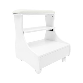 Portable Pedicure Foot Rest with Wheels, Foot Bath Trolley, Multi-Functional Spa Cart Beauty Nail Salon Supplies, Pedicure Stool for Beauty Salons, Hair Salons, Family Bathrooms, White
