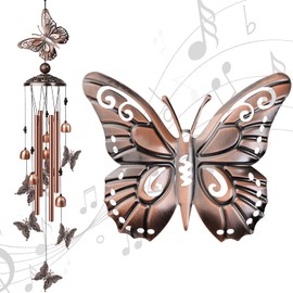 Wind Chime, Gifts Chimes, Outdoor Decorations Wind Chime, Vintage Commemorative Wind Chimes Gift For Mom And Woman, Copper Decoration Birthday And Valentine Gift (Butterfly)