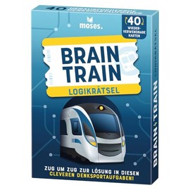 moses. Brain Train, Logic Puzzle with Addiction Factor for Travel, 40 Reusable Cards with Wiping Pen, Brain Sports Tasks in 3 Difficulty Levels for Teenagers and Adults