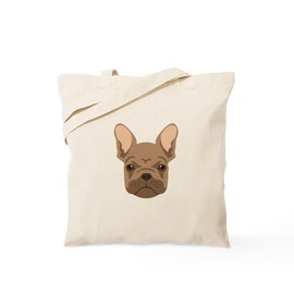 CafePress French Bulldog Face Tote Bag Natural Canvas Tote Bag, Reusable Shopping Bag