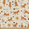 ABAKUHAUS Cat Fabric Sold by the Metre, Kittens Doing Yoga
