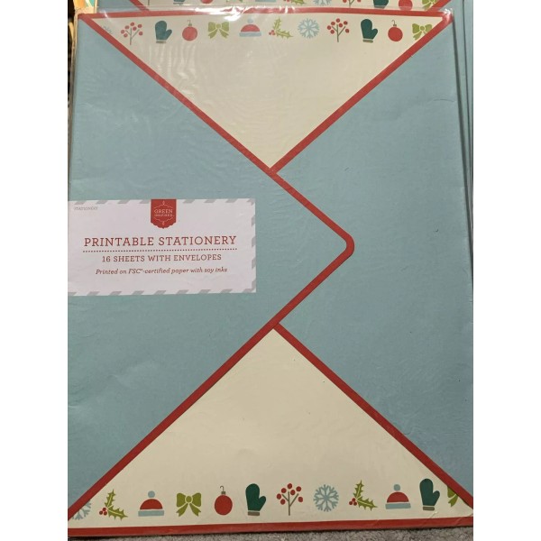 Christmas Holiday Stationery Computer Printer Paper Sheets & Envelopes 11x9”