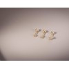 Set of 3 Single Studs in Sterling silver 925 Rhodium