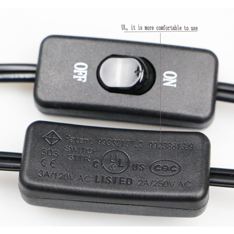 6 Feet Lamp Cord with Switch,1 Pack 2 Prong 18AWG