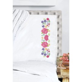 Tobin Stamped for Embroidery Pillowcases, Peony Floral