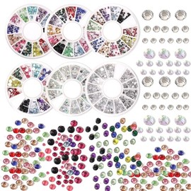 LBPEPAMZ 6Box 12Grid Colorful Resin Nail Charms Flat Bottom Nail Rhinestone Diamonds Mixed Color Glitter Nails Supplies for Acrylic Nails 3D Clear Shiny Nail Art Charm for Women DIY Manicure Decor