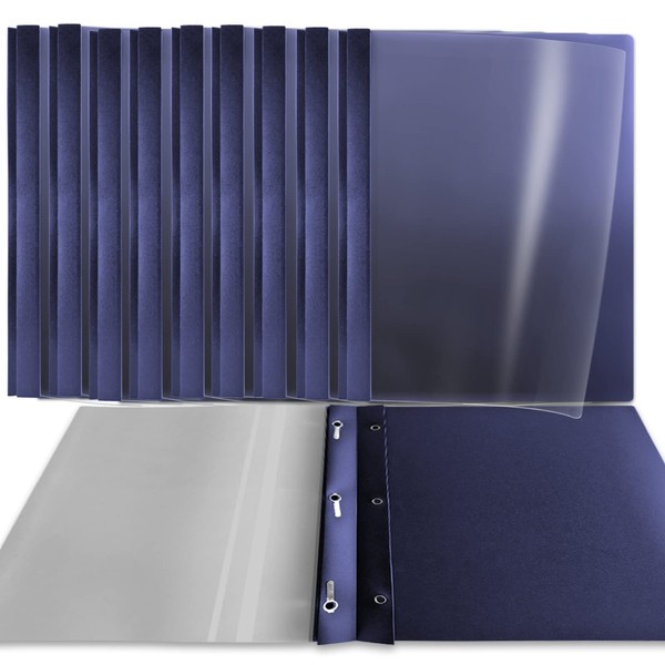 Binditek 10 Pack Clear Front Report Covers with 3 Prongs,