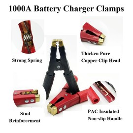 YSIL Battery Jumper Cable Clamps 1000A Pure Copper Car Battery Charger Alligator Clamps Heary Duty Boost Clips for Automotive Vehicle Boat(2PCS Red&2PCS Black)
