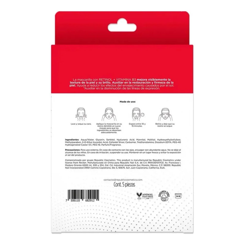 Pack x5 Mascarilla Facial Revlon Con Retinol Puro