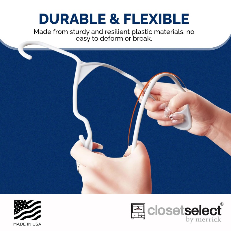 Closetselect Plastic Hangers 50 Pack, Strong Space Saving Notch Hanger,