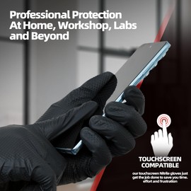 Basic Heavy Duty Nitrile Gloves Black Mechanic Gloves Large, 8 Mil Nitrile Disposable Gloves with Raised Diamond Texture, Latex Free, Powder Free Industrial Automotive Gloves Case of 1000