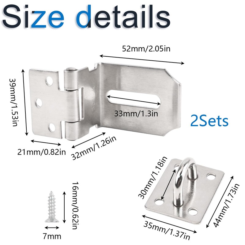 INCREWAY Door Padlock Hasp, 2PCS 3 Inch Stainless Steel 90