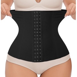 EUYZOU Women Waist Trainer Corset Postpartum Fajas Tummy Control Girdle Shapewear Waist Cincher, Black L