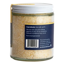 Jacobsen Salt Co. Garlic Salt – Kosher Sea Salt, Non-Iodized Made in USA, Non-GMO, Steak Seasoning, Garlic Flavored, Real Salt – 3.38oz