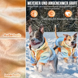 SlowTon Dog Hoodie - Warm Flannel Dog Jumper with Lead Portal and Pocket, Hoodie for Small Medium Dogs, Orange/Blue Tie Dye