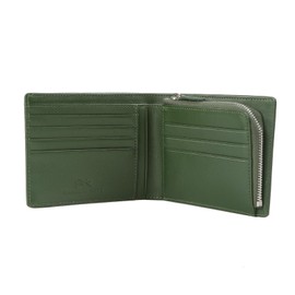 GENERAL ARTS Wallet, Genuine Plant Tanned Leather, Cow Leather Inside the Bill Compartment, Bifold Bifold for Men and Women, Holds 10 Cards, Gift, Present, Skimming Prevention, green (moss green)