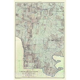 Historic Pictoric Vintage Map - Chickamauga Battle, 1901 Ed, Map of Chickamauga Park, TN, 1901 Civil War Map - Vintage Wall Art - 16in x 24in