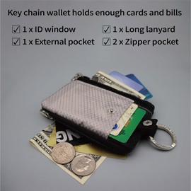 Lanyard with Wallet, RFID Card Wallet with Zipper and ID Holder, Small Water Resistant Wallets with Lanyard Keychain for Men & Women - Black