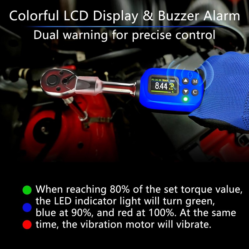 Adjustable Digital Torque Wrench, Hvac Torque Wrench 5-99.6Ft-lbs/6.8-135Nm