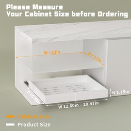 Pull out Drawers for Cabinets, Adhesive Peel and Stick, Roll out Shelves with 3 Rails, Expandable Cabinet Organizer for Kitchen Bathroom Pantry Organization Storage, Adjustable Width 12.4'' - 20.47''