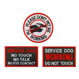 Antrix 3 Pieces Dog Patch Please Don't PET ME I'm Working Service Dog Working Do Not Touch Service Dog No Touch No Talk No Eye Contact Full Embroidered Emblem Badge Patch for Dogs and Pets