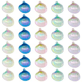 Niuhong Sea Enamel Charm Pendants Dyed Scallop Shells Pendant Summer Ocean Beach Beads Charms Necklaces Bracelets DIY Crafts Jewellery Ornaments 30 Pieces, Unit size, Plastic, Alloy