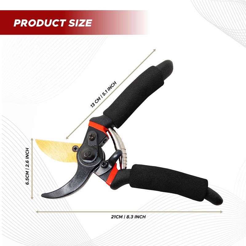 EcoNour 8" Professional Secateurs Premium Titanium Bypass Pruning Shears |
