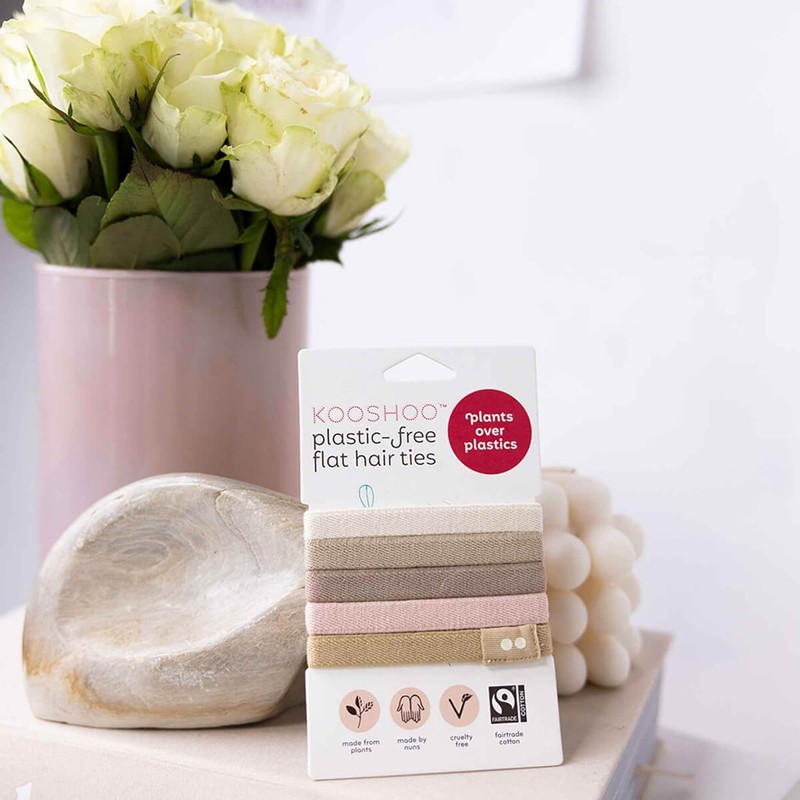 Kooshoo Plastic-Free Flat Hair Ties - Blond, 5 Pack