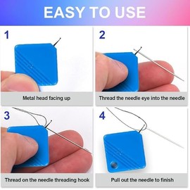 10 Pcs Self-Threading Needle Tool for Hand Sewing - Automatic Threader for Embroidery and Sewing Machine, Fits Multiple Needle Sizes, Simple Sewing Accessories for Home and Craft Use（Blue）