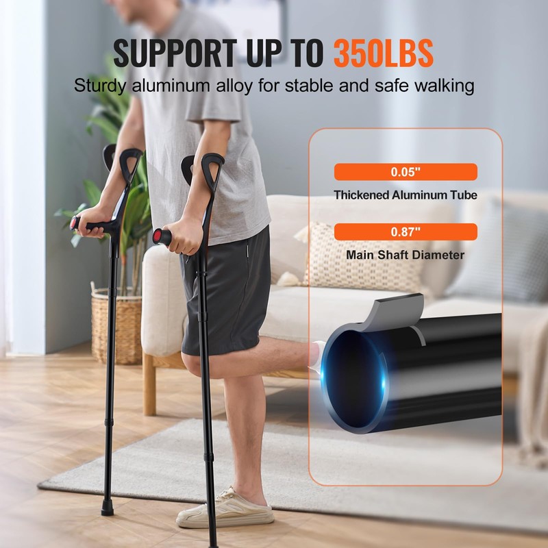 VEVOR Forearm Crutches for Adults, Folding Walking Forearm Crutches with