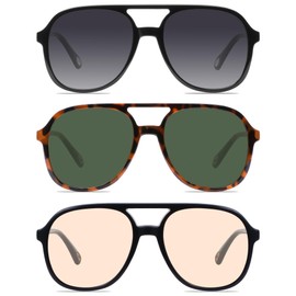 YDAOWKN Retro Square Aviator Sunglasses for Womens Mens Vintage 70s Double Bridge Sun Glasses