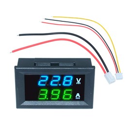 diymore 5PCS 0.28" Volt Amp Meter Digital Voltmeter Ammeter DC 100V 10A Waterproof Dual Display Current Voltage Meter Mini Ammeter Voltmeter 3 Bits Dual LED Display Panel(Blue-Green)