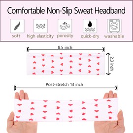 Leeven Women's Headbands for Short Hair Non Slip Elastic Floral Hairbands Soft Fabric Stripe Head Bands for Girls Heart Headbands