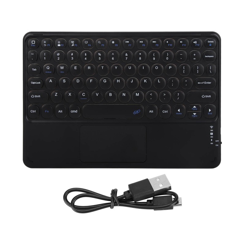 Wireless Keyboard 10in Round Keycap Touchpad Function Portable Widening Enlarging