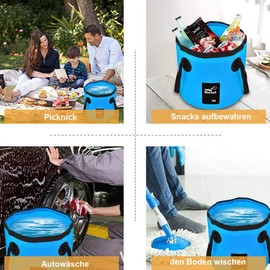 Foldable Bucket, 20 L Multifunctional Folding Bucket, Outdoor Folding Bowl, Sink Collapsible, Camping Bucket for Travelling in Hiking, Blue