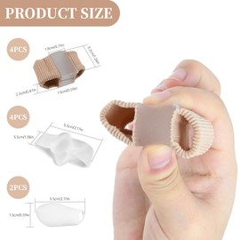 Pack of 10 Double Hole Toe Orthosis Set, Flexible Gel Bunion Corrector, Large Toe Gel Toe Separators, Soft Gel Toe Separators, Bunionette Corrector Pads for Bunion Pain Overlapping Toes