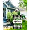 Black Plaid Welcome Linen Garden Flag,12x18 Inch Red Heart Eucalyptus